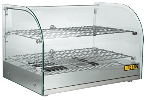 Buffalo Countertop Heated Food Display 554mm - Shelves Included, Adjustable Temperature, Glass Front CK916