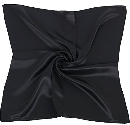 PB-SOAR Damen Mädchen Glänzend Halstuch aus 100% Seide, Seidentuch Seidenschal Schal Bandana Kopftuch Nickituch, 52 x 52cm (Schwarz)