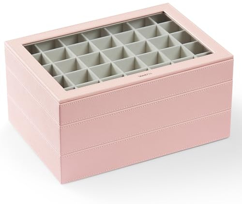Vee Schmucktabletts Schmuck-Organizer stapelbar Organizer Ablagen Schublade Kommode Aufbewahrung mit Stalinit-Deckel für Ringe Ohrringe