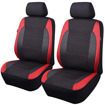 Flying Banner Gabardine Netz Auto Sitzbezüge Seitenairbag universell für die meisten Autos LKWs Lieferwagen SUVs (Vordersitze, Schwarz und Rot)