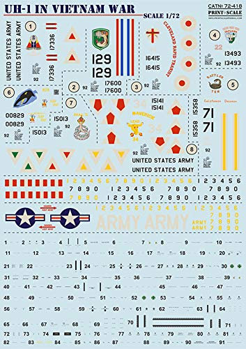Print Scale 72-418 – 1/72 – UH-2,5 cm Vietnam-Kriegsmaßstab, Aufkleber aus Kunststoff