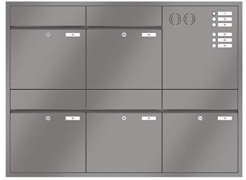 RENZ/Plan / 5er Unterputz-Briefkastenanlage Einbau-Briefkasten mit Sprechfeld/RAL-Farbe 9007 Volumen 28 L/Dein-Briefkasten.de