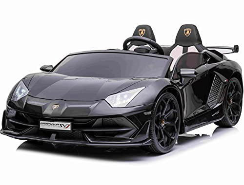 Licensed SVJ 24V Drift Model Ride On Electric Car - Black | Outdoor Toys | 2.4G Parental Remote, USB/TF/AUX Connectivity, Music, Lights, Opening Doors, Soft Start