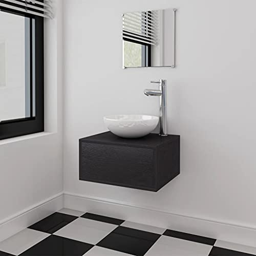 Juego de muebles de baño con lavabo y grifo, juego de muebles de baño, accesorios completos sin lavabo, muebles de baño, juego de muebles de baño, color negro
