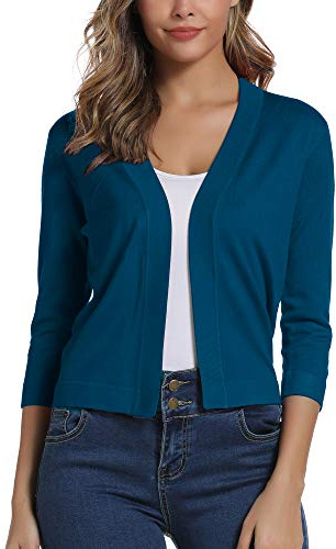 EXCHIC Donna Elegante 3/4 Maniche Bolero Cardigan Corto Open Front Maglioni Coprispalle