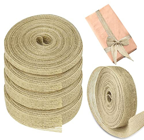 Jesdavan Jute Geschenkband, 5 Rollen Vintage, Braun, Natur, Dekoratives Band für Floristik, Hochzeitskarten, DIY Basteln, 5 Breiten: 0.6 cm, 1 cm, 1.5 cm, 2 cm, 2.5 cm, je 10 m, Hochzeitsdekoration