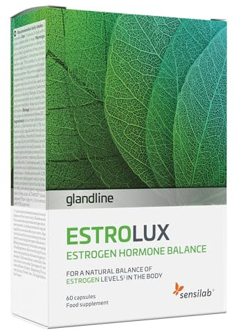 Östrogen Tabletten – Chlorella, Jod, Vitamin B6, Rosmarin, Zitronenmelisse, Schwarzer Pfeffe – Hormon Balance Frauen – PMS – 60 Kapseln für 30 Tage – EstroLux Sensilab