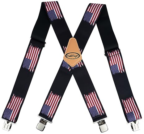 MELOTOUGH Bretelle da uomo w/Clip Heavy Duty bretelle per gli uomini Big e Tall Bretelle da lavoro per jeans, Bandiera patriottica americana, Large