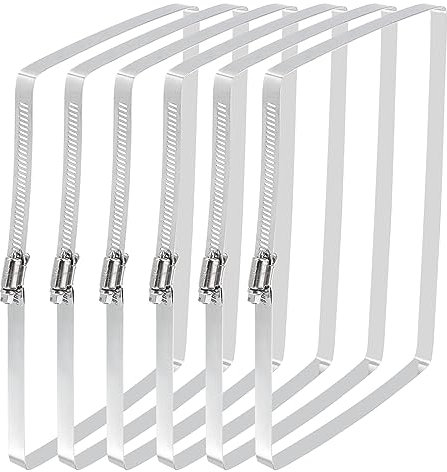 uxcell Rectangular Hose Clamps, 12 x 6 304 Stainless Steel Square Duct Pipe Clamp for Ducting, Securing Hose, Cable and Bridge Project Application, Pack of 6