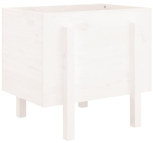 vidaXL Jardinière Blanc 62x50x57 cm Bois Massif de pin, jardinière d'extérieur, bac à Fleurs, bac à Pommes de Terre, jardinière de terrasse
