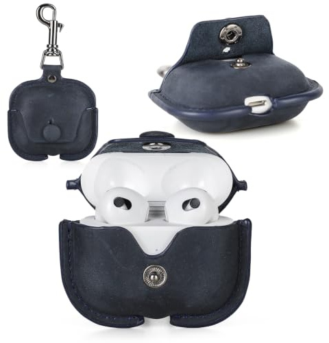 CONTACT'S FAMILY Leder Hülle für AirPods 3rd Gen, Airpods Pro Hülle, Airpods Pro Leather Case, Lederhülle Kompatibel mit AirPod 3rd Generation (Schwarz)