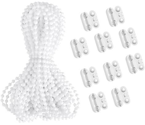 10 Mètres de Chaîne de Store avec 10 Connecteurs,Chaîne de Store,Chaîne de Remplacement pour Store Enrouleur,Cordon pour Store à Enrouleur Vénitien Vertical,pour Toute Fenêtre à l'intérieur