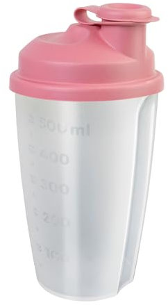 Westmark Dispensador de aderezos/Shaker con Escala de medición, Disco mezclador extraíble y Boquilla cerrada, Capacidad: 0,5 l, Plástico, Sin BPA, Mezcla, Color: translúcido/rosa, 2435227P