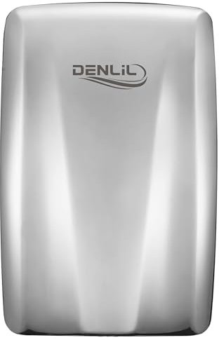 DENLIL Secador de manos compacto de acero inoxidable para uso comercial, secador de manos de alta velocidad de alto rendimiento con filtro HEPA
