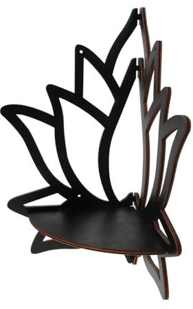 Zerodeko Kerzen-eckregal Aus Holz Mit Lotusblumen-Design Wandregal Für Dekoration Und Aufbewahrung Schwebendes Eckregal Zur Montage