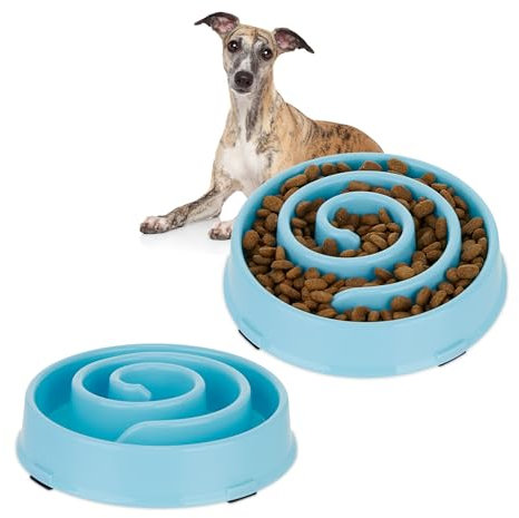 10 x Anti Schling Napf, Futternapf für Hunde, 600 ml, langsames Fressen, Hundenapf spülmaschinenfest, Tiernapf, hellblau