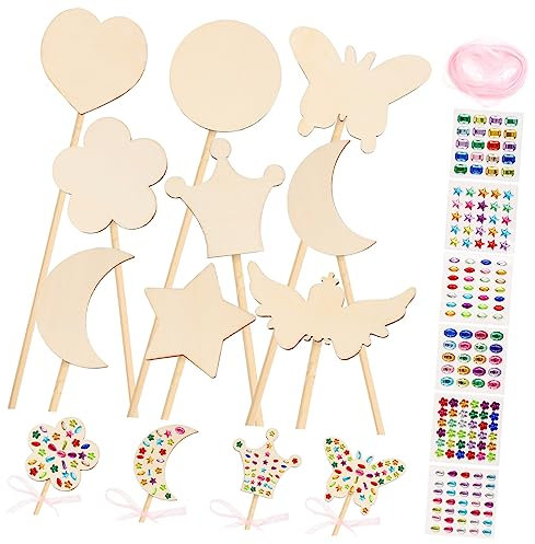 Vaguelly Feenstab Satz Aus Holz Kinder Selbstgemacht Zauberstäbe Mädchen Bastelkit Mit 24 Stäben 6 Glitzersteinen Und 2m Rosa Band Für Bastelprojekte Und Partyzubehör