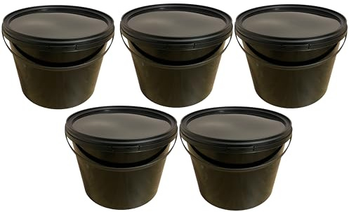 SILPLAST 5 x 10 Liter Eimer mit Deckel schwarz Kunststoffeimer für Lebensmittel Chemie Mehl stapelbarer Vorratseimer aus Kunstoff Behälter Milcheimer Honigeimer Wassereimer Aufbewahrungsbehälter