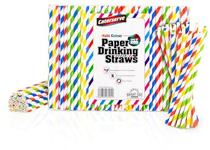 Lot de 200 pailles en papier multicolores – Alternative écologique aux pailles en plastique – Parfaites pour boire, cocktails, thé aux bulles et fêtes