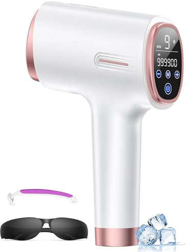 Ice-Cooling IPL Hair Removal Device, 3-IN-1 Laser Hair Removal Device, 9 Energy Levels with Max 21J, 999,900 Flashes, Auto/Manual Mode, IPL Laser Hair Remover for Facial Bikini Arm Leg Body