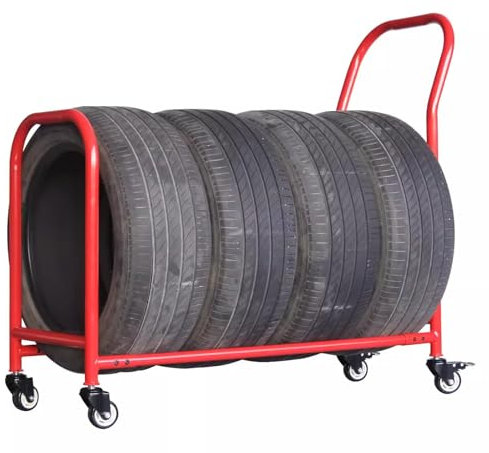 Generisch Push-Pull-Universal-Reifenaufbewahrungshalter/Reifenpräsentationsregal, Autoreifen-Organizer-Regal für Garage/Lagerwerkstatt, robuster Radhalter mit Platz für 4–5 Reifen