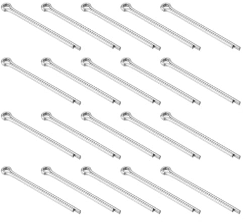 sourcing map 20Pcs 4mmx50mm 304 Stainless Steel Cotter Pin, Split Pin Fastener Clips Split Cotter for Household Appliances, Sports Equipment, Car Mechanics Repair (Silver)