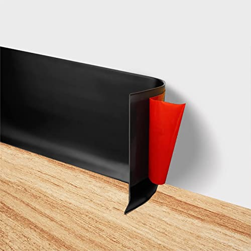 Zócalo flexible de vinilo de goma para baño, dormitorio, cocina, oficina, color negro, 10 m