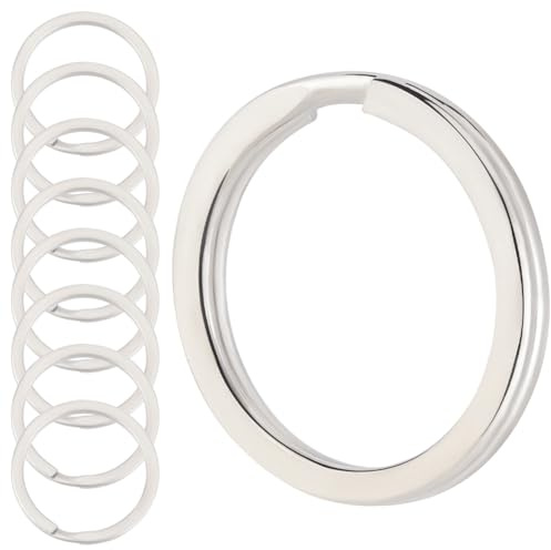 Beebeecraft 1 boîte de 20 porte Clés en Acier Inoxydable 316L de 30mm Anneau de Porte Clés Rond de Qualité Chirurgicale Anneaux de Liaison Plats en Métal pour Fermoir de Porte Clés Accessoires pour