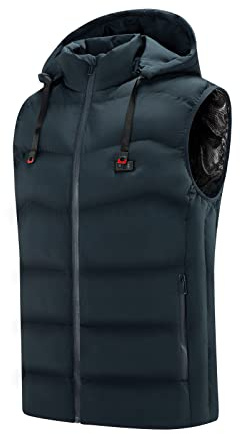 HAOLEI Men's Heated Gilet UK Sale Clearance Electric Heated Vest Washable Heated Hoodie USB Heater Clothing Jacket Heated Body Warmer with 9 Heating Zones Adult Motorcycle Outdoor(No Power Bank)