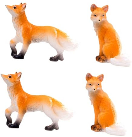 Milisten 4stücke Teiliges Miniatur Fuchsfiguren Aus Resin Realistische Cartoon-Designs Langlebige Gartendeko Für Mikro-landschaften Desktop-Accessoires Für Balkon Und DIY Pflanzenarrangemen