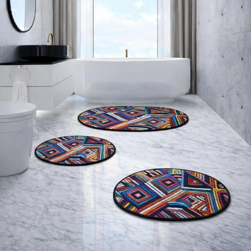 Bosdela Badezimmerteppiche Maglie (3-teilig), 60x100 cm – rutschfest, Weich, Luxuriöses Set, Moderner Badvorleger für Badezimmer, Dusche, WC, Teppich (60x100 cm + 50x60 cm + 50x60 cm)