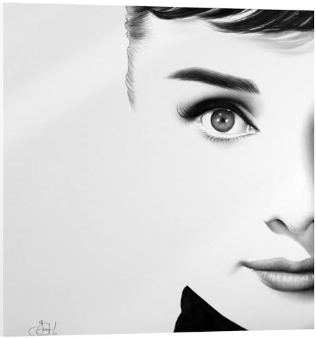 Posterlounge Audrey Hepburn I Acrylglasbild von Ileana Hunter 70 x 70 cm Schwarz-Weiß Wandbilder Wanddeko