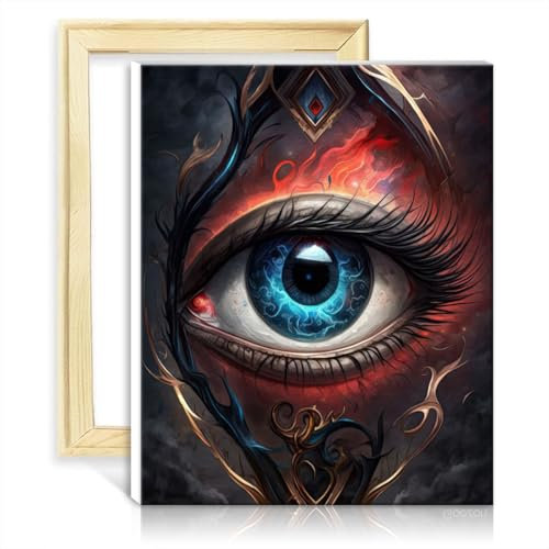 TANGFEIY Peinture à l'huile par numéros Kits Sablier Eye DIY Peinture à l'huile Adultes avec pinceaux et pigment acrylique sur maison Art déco Artisanat Sans cadre (30x40cm)