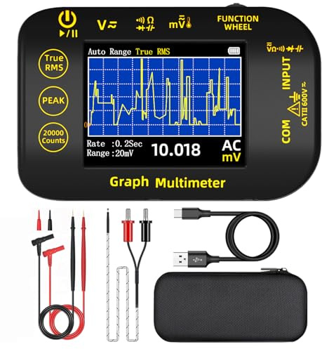 BSIDE Tragbares digitales Multimeter 20000 Wort mV Voltmeter Wiederaufladbar 2.8'' Farbbildschirm Kompaktes Multimeter mit Aufzeichnungsmodus Messen Widerstand Kapazität Diode Max Min Ave Berechnung