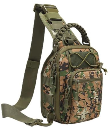 KNIGHT GLOBAL Anti-Theft Crossbody Bag Military Sling Waterproof – Shoulder Chest Style EDC Gear, Molle Daypack, Fishing Pack, Hiking Essentials, Outdoor One Strap Carry Bag for Men, Camping, Travel