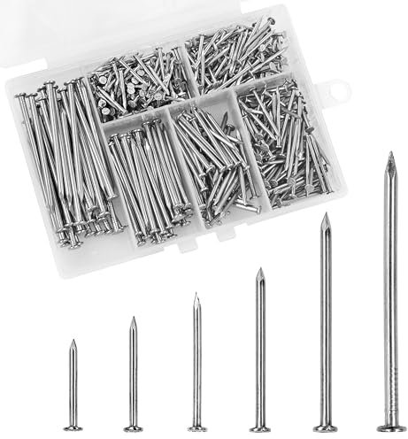 OMOTOOL Set di chiodi in acciaio inox 304 (480 pezzi), chiodi da parete, 6 misure