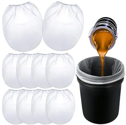 CATOR 10 bolsas coladoras de pintura, filtro de pintura de 1 galones, colador de cubo con cordón elástico en la parte superior, bolsa de filtros de malla fina blanca, filtro de malla de nailon