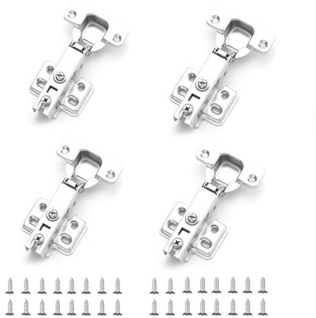 4 Pzz Cerniera per Mobili, Cerniere Scodellino Acciaio Inox, Cerniere Per Mobili e Armadi Universali, Adatto per il Montaggio su Ante di Mobili di Tutte le Dimensioni, Con viti di Montaggio