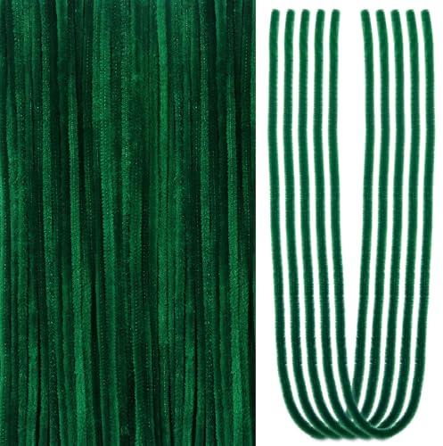 TOAOB 100 Stück Dunklegrün Pfeifenputzer zum Basteln 60 cm Pfeifenreiniger | Chenilledraht Biegeplüsch Basteldraht Overlength, Lang 60cm und Breit 6mm, für Basteln und Dekorieren Kunst Handwerk