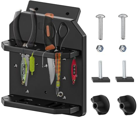 EDSRDPLT 45 Degree Boat Track System Tool Holder, Knife & Plier Rig Holder Combo - Compatible for Versatrack/Lund Sport Track - Marine-Grade Storage Solution.