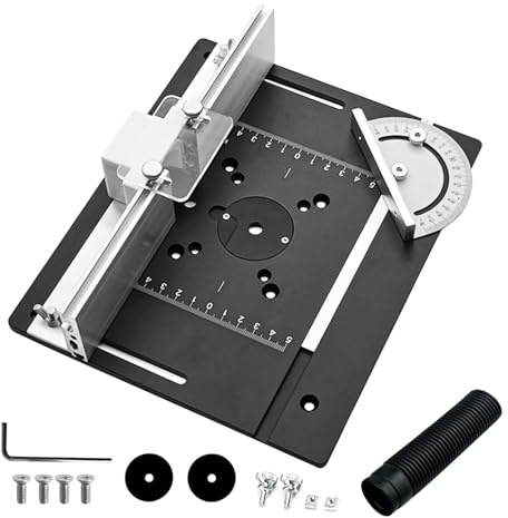 Table de fraisage, plaques d'insertion, table de fraisage en aluminium pour défonceuse tournée à 180°, plaque d'insertion de routeur, outil de gravure avec jauge à onglet