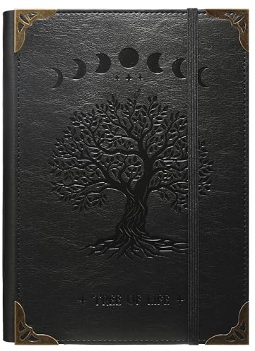 TIEFOSSI A5-Ringbuch mit 6 Ringen Tagebuch für Frauen und Männer, Hardcover Notizbuch aus PU-Leder, Vintage-Baum-Notizbücher, College Lineatur für Schule, Arbeit, Reise & Organisation