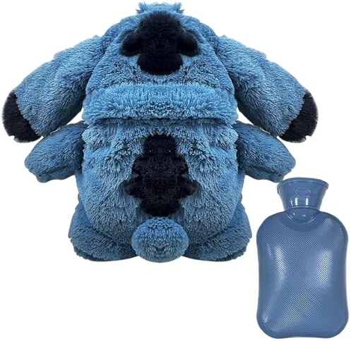 DAJASD Fluffy Wärmflasche, 500ML Wärmflasche Kinder mit Bezug, Plüsch-Wärmflasch für kaltes Wetter, Hot Water Bag, Herausnehmbarer Innenbehälter, Weihnachtsgeschenke für Kinde & Erwachsene