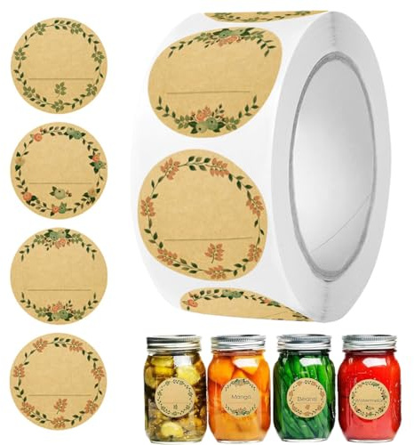 JYNVO Etichette Adesive per Marmellate, 500pz, per per barattoli vetro, Prodotti da Forno, Confezione Regalo, Decorare Regalo e Regali di Festa del Ringraziamento