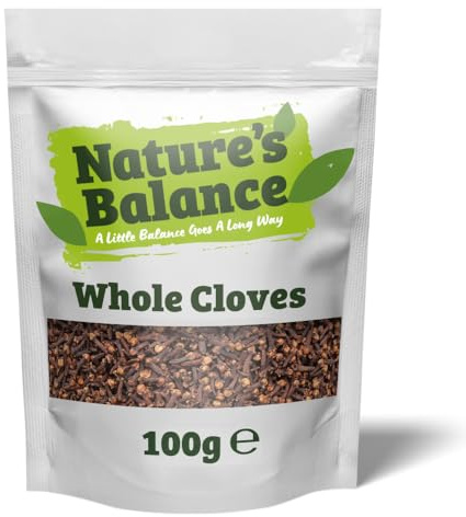 Nature’s Balance Whole Cloves 100g | Dried Clove Buds | Syzygium aromaticum | Sweet, warm & aromatic spice ideal for curries, baking, mulled wine and rice dishes