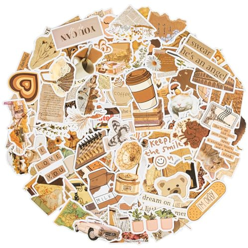 Aesthetic Stickers Retro Cute Bookish Book Sticker Vinyl for Kindle Laptop | 112 pcs Waterproof Reusable Stickers for Scrapbook, Water Bottles, Laptops