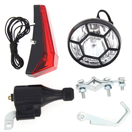 Otbushit Ensemble de lumières Dynamo de vélo, Phare Avant et arrière LED, lumière sécurité, Accessoires Cyclisme