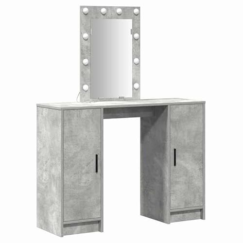 Tocador con puerta gris claro 102 x 33 x 135 cm de material de madera - Elegante tocador para dormitorio, almacenamiento compacto y diseño elegante