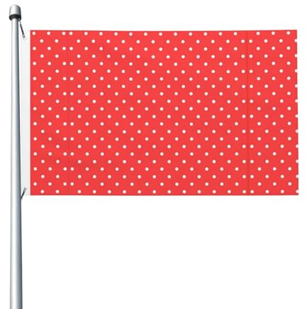 Rote und weiße gepunktete Flagge, 90 x 152 cm, Party-Dekoration, Flagge mit Ösen, geeignet für den Innen- und Außenbereich