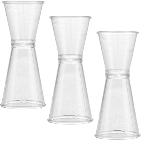 Alipis Jigger Doble de Plástico Reutilizable 3 Piezas, Taza Medidora de Onzas Grande para Bar y Coctelería, Accesorio Práctico para Medir Bebidas y Cócteles en Cocina y